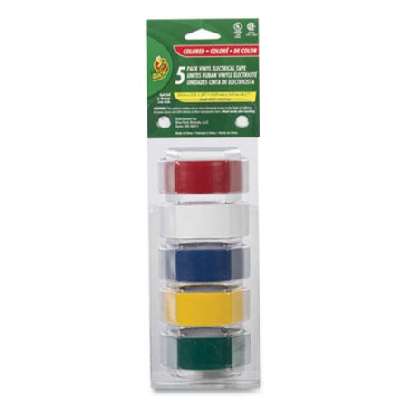 Duck® Electrical Tape, 1" Core, 0.75" x 12 ft, Assorted Colors, 5/Pack - Pack of 1 - DUC-280303-PK