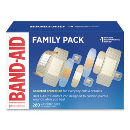 Band-Aid® Sheer/Wet Adhesive Bandages, Assorted Sizes, 280/Box - Box of 1 - JOJ-4711-BX