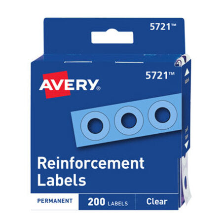 Avery® Dispenser Pack Hole Reinforcements, 0.25" Dia, Clear, 200/Pack, (5721) - Pack of 1 - AVE-05721-PK