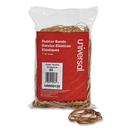 Universal® Rubber Bands, Size 33, 0.04" Gauge, Beige, 1 lb Box, 640/Pack - Pack of 1 - UNV-00133-PK