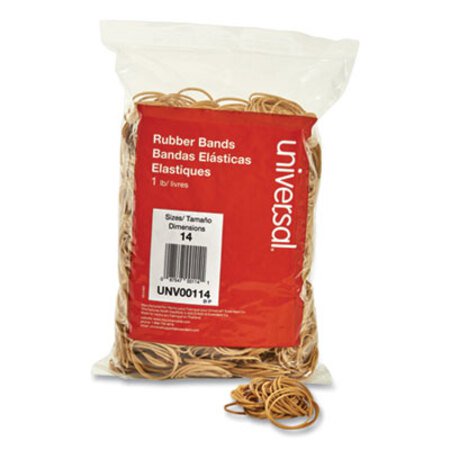 Universal® Rubber Bands, Size 14, 0.04" Gauge, Beige, 1 lb Box, 2,200/Pack - Pack of 1 - UNV-00114-PK