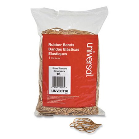 Universal® Rubber Bands, Size 16, 0.04" Gauge, Beige, 1 lb Box, 1,900/Pack - Pack of 1 - UNV-00116-PK