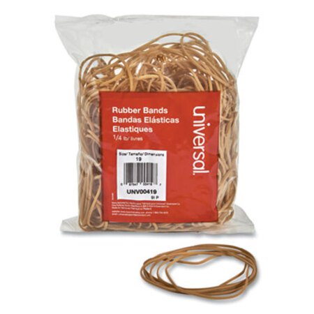Universal® Rubber Bands, Size 19, 0.04" Gauge, Beige, 4 oz Box, 310/Pack - Pack of 1 - UNV-00419-PK