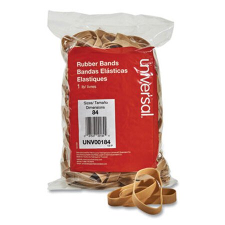 Universal® Rubber Bands, Size 84, 0.04" Gauge, Beige, 1 lb Box, 155/Pack - Pack of 1 - UNV-00184-PK
