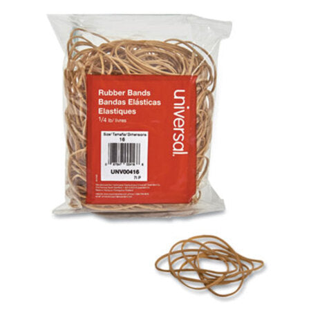 Universal® Rubber Bands, Size 16, 0.04" Gauge, Beige, 4 oz Box, 475/Pack - Pack of 1 - UNV-00416-PK