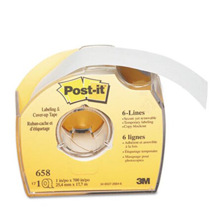 Post-it® Labeling and Cover-Up Tape, Non-Refillable, Clear Applicator, 1" x 700" - Roll of 1 - MMM-658-RL