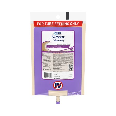 Nestle Healthcare Nutrition Tube Feeding Formula Nutren® Pulmonary Unflavored Liquid 33.8 oz. Ready to Hang Prefilled Container - Case of 6 - 10798716223925-CS