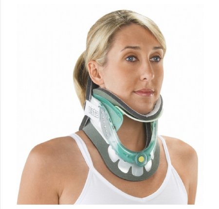 DJO Rigid Cervical Collar Aspen® Vista® Preformed Adult One Size Fits Most Two-Piece / Trachea Opening Adjustable Height 15 to 19 Inch Neck Circumference - Each - 79-83370-EA