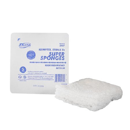 Dukal Fluff Dressing Dukal™ 6 X 6-3/4 Inch 5 per Tray Sterile 1-Ply Rectangle - Case of 120 - 2487-CS