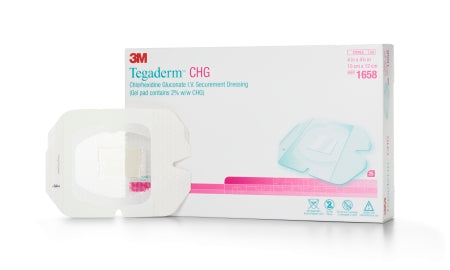 3M I.V. Dressing with CHG 3M™ Tegaderm™ CHG (Chlorhexidine Gluconate) / Film 4 X 4-3/4 Inch Sterile - Each - 1658-EA
