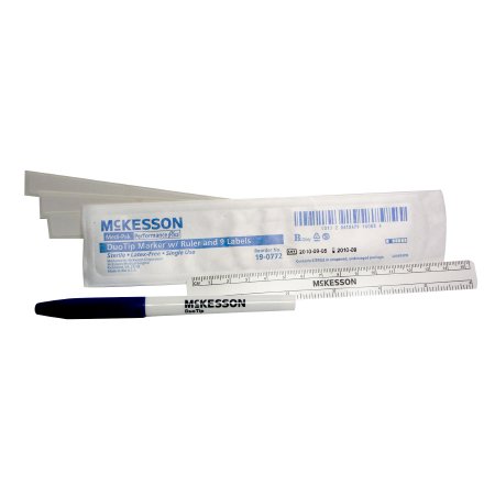 McKesson Surgical Skin Marker with Label Medi-Pak™ Performance Plus Gentian Violet Fine / Regular Tip Ruler Sterile - Box of 50 - 19-0772-BX