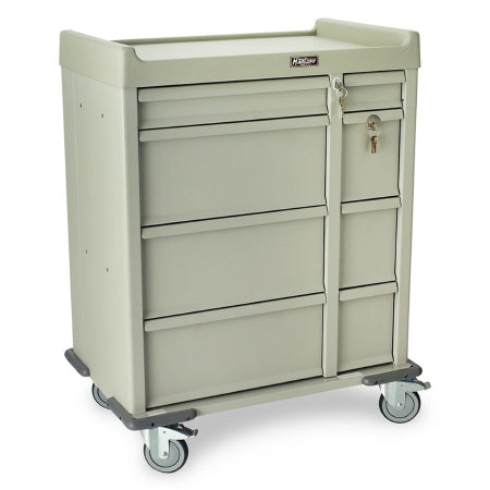 Harloff Medication Cart Standard Line Steel 23.5 X 36 X 45.75 Inch 17 X 20.5 Inch Left Side Drawer, 17 X 6.25 Inch Right Side Drawer - Each - SL480PC-EA