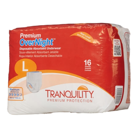 Principle Business Enterprises Unisex Adult Absorbent Underwear Tranquility® Premium OverNight™ Pull On with Tear Away Seams Large Disposable Heavy Absorbency - Case of 64 - 2116-CS