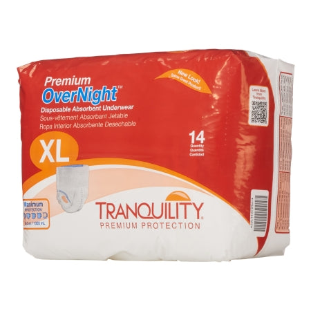 Principle Business Enterprises Unisex Adult Absorbent Underwear Tranquility® Premium OverNight™ Pull On with Tear Away Seams X-Large Disposable Heavy Absorbency - Bag of 14 - 2117-BG