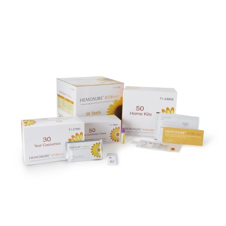 Hemosure Cancer Screening Test Kit Hemosure® Colorectal Cancer Screening Fecal Occult Blood Test (iFOB or FIT) Stool Sample 30 Tests CLIA Waived - Box of 1 - T1-CK30-BX