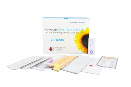 Hemosure Cancer Screening Test Kit Hemosure® Colorectal Cancer Screening Fecal Occult Blood Test (iFOB or FIT) Stool Sample 20 Tests CLIA Waived - Box of 1 - PRE-PACK IFOB20-BX