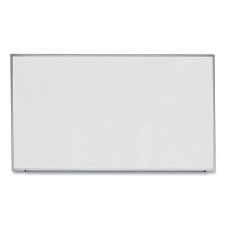 Universal® Deluxe Melamine Dry Erase Board, 72 x 48, Melamine White Surface, Silver Anodized Aluminum Frame - Each - UNV-43626-EA