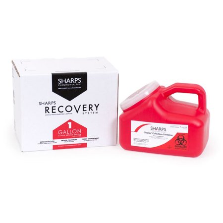 Sharps Compliance Mailback Sharps Container Mail System® Pro-Tec® Red Base 9 L X 6 W X 7-1/2 H Inch Vertical Entry 1 Gallon - Case of 18 - 11000-018-CS