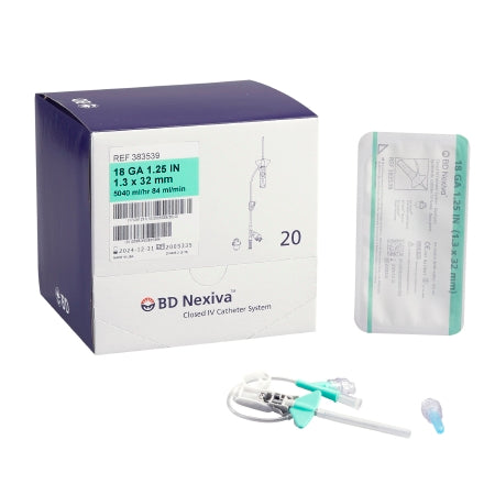 BD Closed IV Catheter Nexiva™ 18 Gauge 1-1/4 Inch Sliding Safety Needle - Case of 80 - 383539-CS