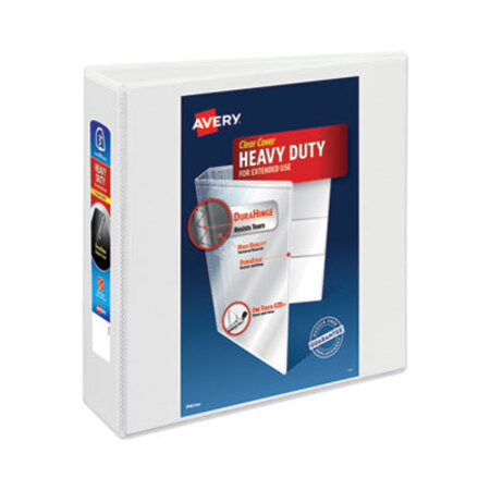 Avery® Heavy-Duty View Binder with DuraHinge and Locking One Touch EZD Rings, 3 Rings, 3" Capacity, 11 x 8.5, White - Each - AVE-79193-EA