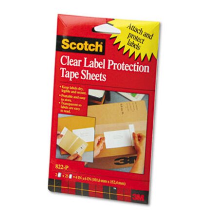 Scotch® ScotchPad Label Protection Tape Sheets, 4" x 6", Clear, 25/Pad, 2 Pads/Pack - Pack of 1 - MMM-822P-PK