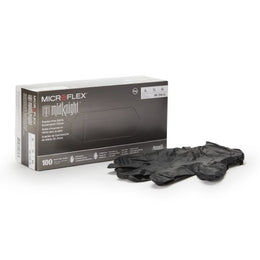 Microflex Medical Exam Glove MICROFLEX® MidKnight™ X-Large NonSterile Nitrile Standard Cuff Length Fully Textured Black Fentanyl Tested - Box of 1 - MK-296-XL-BX