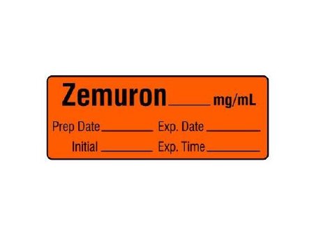 Shamrock Scientific Drug Label Shamrock Anesthesia Label Zemuron_mg/mL Fluorescent Red 1/2 X 1 Inch - Each - SA-2215-EXP-PRE-EA