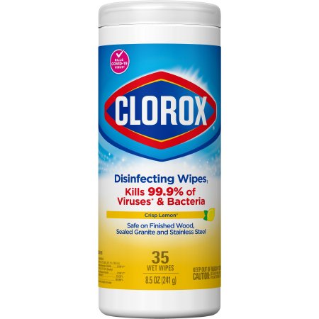 The Clorox Company Clorox® Surface Disinfectant Premoistened Manual Pull Wipe 35 Count Canister Lemon Scent NonSterile - Case of 12 - 01594-CS