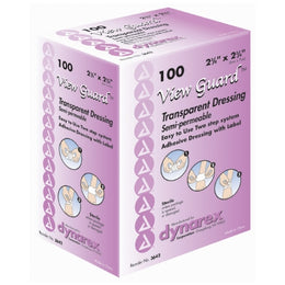Dynarex Transparent Film Dressing View Guard™ 2-3/8 X 2-3/4 Inch 2 Tab Delivery Rectangle Sterile - Box of 100 - 3642-BX