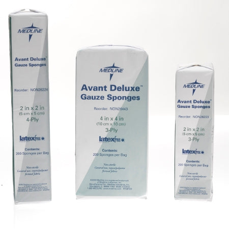 Medline Nonwoven Sponge Avant Deluxe™ 4 X 4 Inch 200 per Pack NonSterile 4-Ply Square - Case of 2000 - NON26444-CS