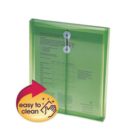 Smead™ Poly String and Button Interoffice Envelopes, Open-End (Vertical), 9.75 x 11.63, Transparent Green, 5/Pack - Pack of 1 - SMD-89543-PK