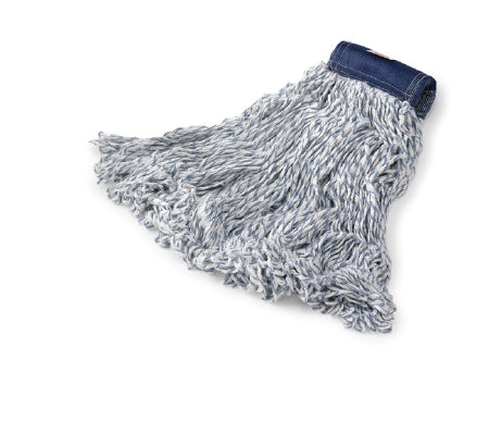 RJ Schinner Co Wet String Finish Mop Head Super Stitch® Looped-end Medium Blue / White Cotton / Synthetic Fiber Reusable - Case of 6 - FGD55206WH00-CS