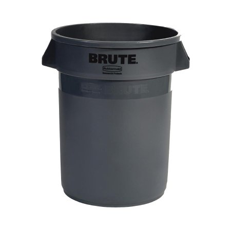 RJ Schinner Co Trash Can Rubbermaid® Brute® 32 gal. Round Gray Plastic Open Top - Each - FG263200GRAY-EA