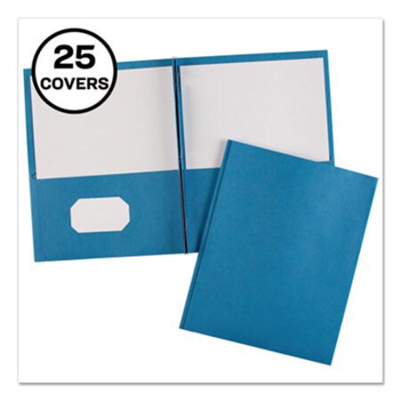 Avery® Two-Pocket Folder, Prong Fastener, 0.5" Capacity, 11 x 8.5, Light Blue, 25/Box - Box of 1 - AVE-47976-BX