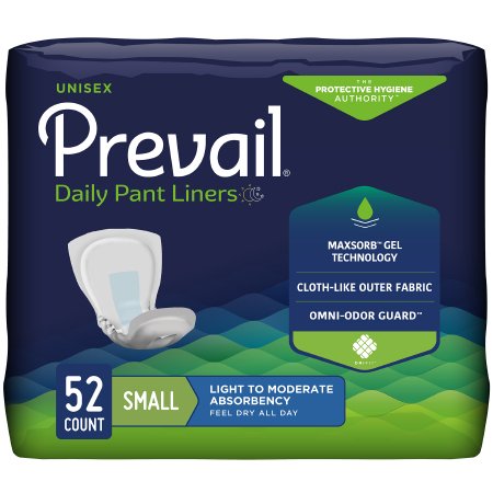 First Quality Bladder Control Pad Prevail® Daily Pant Liners 12-1/2 Inch Length Moderate Absorbency Polymer Core Small - Bag of 1 - PL-100/1-BG