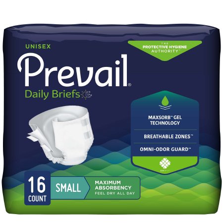 First Quality Unisex Adult Incontinence Brief Prevail® Small Disposable Heavy Absorbency - Case of 6 - PV-011-CS
