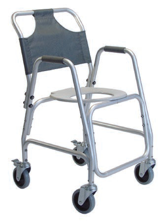 Graham-Field Commode / Shower Chair Padded Fixed Arms Aluminum Frame Mesh Backrest 14 Inch Seat Width 250 lbs. Weight Capacity - Each - 7915A-1-EA