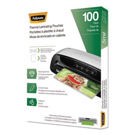 Fellowes® Laminating Pouches, 5 mil, 9" x 11.5", Gloss Clear, 100/Pack - CT/1 - FEL-5743501-CT