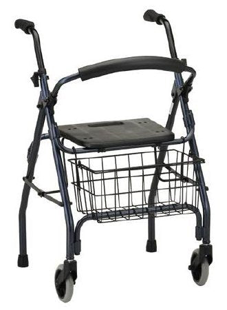 Nova Ortho-Med Dual Release Folding Walker with Wheels and Seat Adjustable Height Cruiser II Aluminum Frame 250 lbs. Weight Capacity 31 to 35-1/4 Inch Height - Each - 4201BL-EA