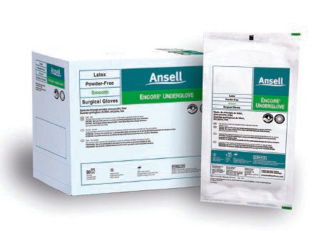 Ansell Surgical Underglove ENCORE® Underglove Size 7.5 Sterile Latex Standard Cuff Length Micro-Textured Teal Chemo Tested - Box of 50 - 2018475-BX