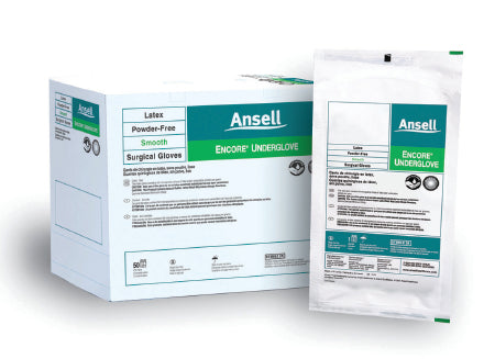 Ansell Surgical Underglove ENCORE® Underglove Size 9 Sterile Latex Standard Cuff Length Micro-Textured Teal Chemo Tested - Box of 50 - 2018490-BX