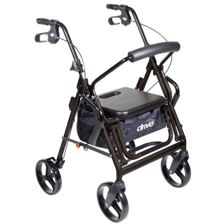Drive Medical 4 Wheel Rollator / Transport Chair drive™ Duet Black Adjustable Height / Transport / Folding Aluminum Frame - Each - 795BK-EA