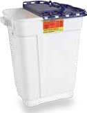 BD Pharmaceutical Waste Container Recykleen™ White Base 23-1/2 H X 20 W X 14-3/4 D Inch Vertical Entry 17 Gallon - Case of 5 - 305028-CS
