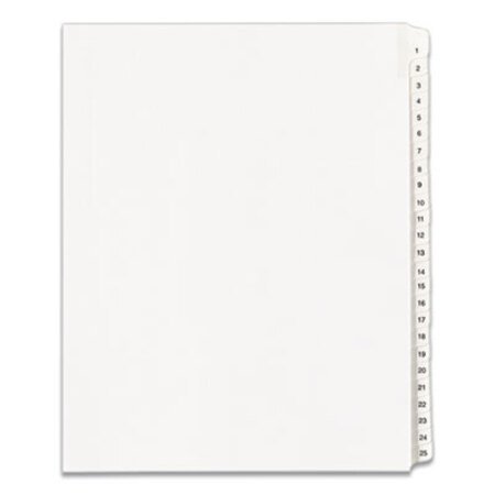 Avery® Preprinted Legal Exhibit Side Tab Index Dividers, Allstate Style, 25-Tab, 1 to 25, 11 x 8.5, White, 1 Set, (1701) - ST/1 - AVE-01701-ST