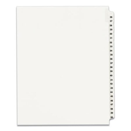 Avery® Preprinted Legal Exhibit Side Tab Index Dividers, Avery Style, 25-Tab, 26 to 50, 11 x 8.5, White, 1 Set, (1331) - ST/1 - AVE-01331-ST