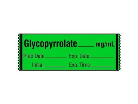 Shamrock Scientific Drug Label Shamrock Anesthesia Label Glycopyrrolate _____ mg / mL / Prep Date _____ Exp. Date _____ / Initial _____ Exp. Time _____ Green 1/2 X 1 Inch - Roll of 1 - SA-311-EXP-RL
