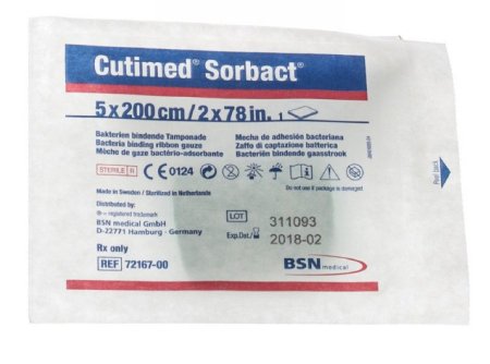 BSN Medical Antimicrobial Mesh Dressing Cutimed® Sorbact® 2 X 78-7/10 Inch Ribbon Sterile - Box of 10 - 7216705-BX