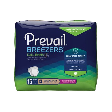 First Quality Unisex Adult Incontinence Brief Prevail® Breezers® X-Large Disposable Heavy Absorbency - Case of 4 - PVB-014/1-CS