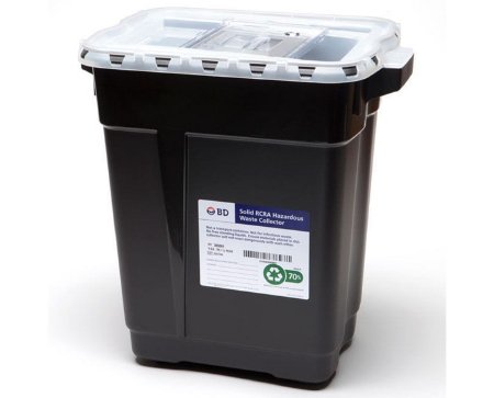 BD RCRA Waste Container Recykleen™ Black Base 18-1/2 X 17-3/4 X 11-3/4 Inch Vertical Entry 9 Gallon - Case of 8 - 305069-CS