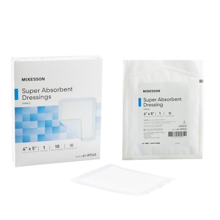 McKesson Super Absorbent Dressing McKesson 4 X 5 Inch Rectangle - Case of 100 - 61-89545-CS